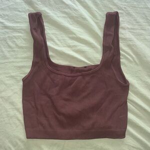 Ribbed Brown Crop Top